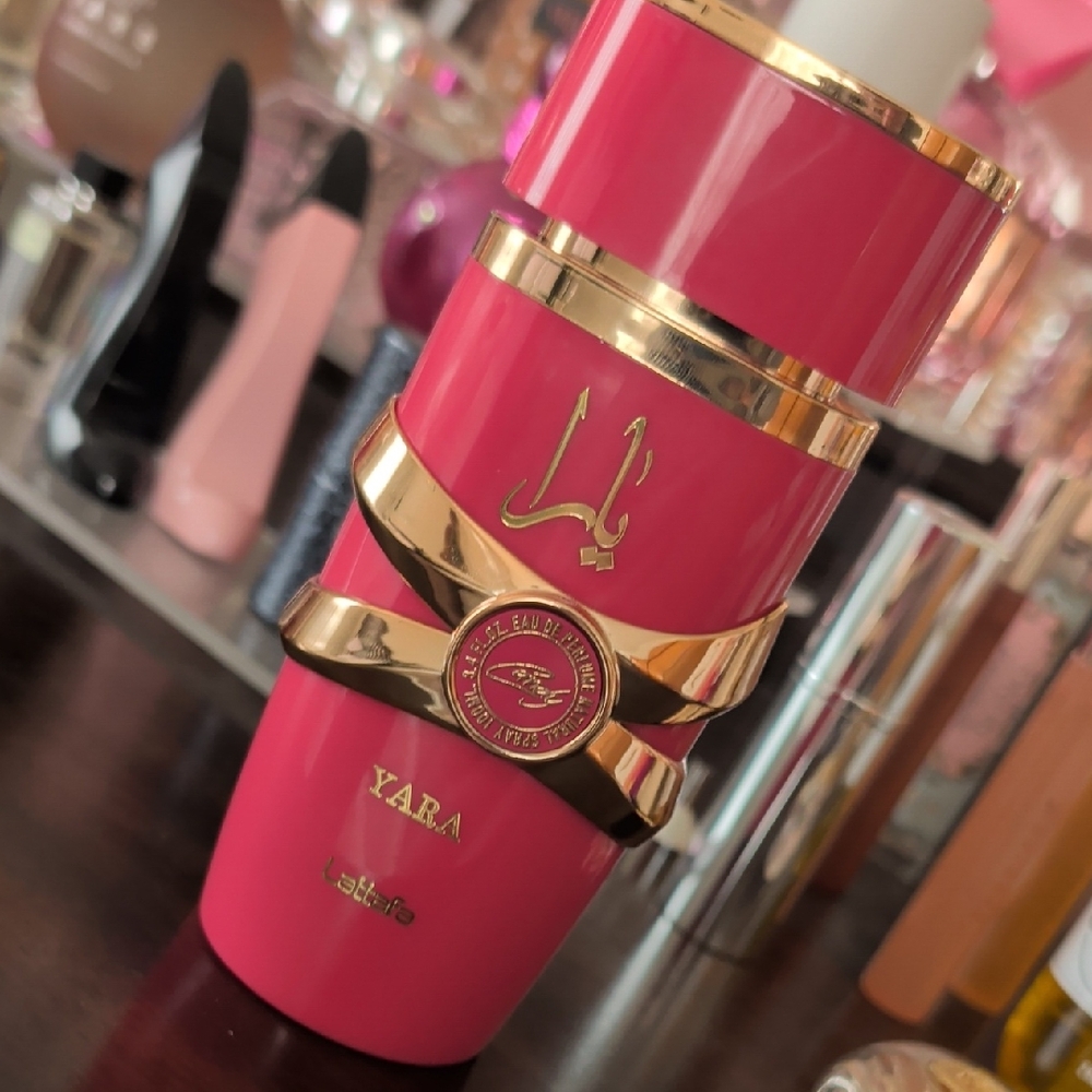 Yara Pink and Gold Perfume Bottle
